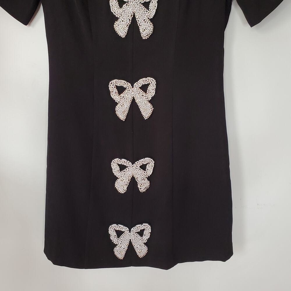 Tuckernuck Hyacinth House Beaded Bows Bernadette Mini Dress Black Size Small - Picture 7 of 12